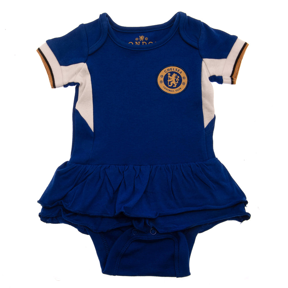 Royal Blue-White-Gold - Front - Chelsea FC Baby 2023-2024 Tutu Skirt Bodysuit