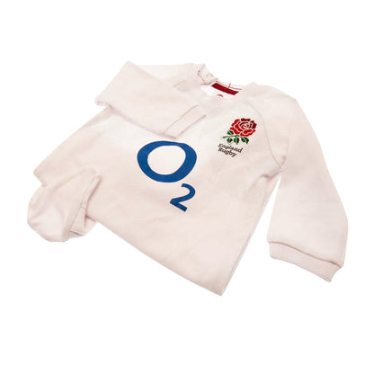 White-Red - Back - England RFU Baby 2023-2024 Sleepsuit