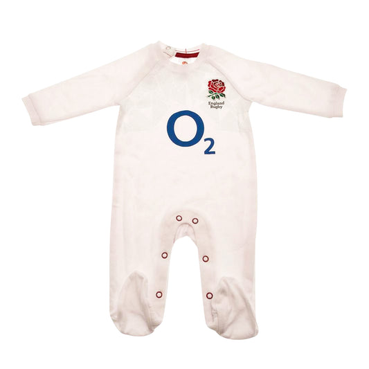 White-Red - Front - England RFU Baby 2023-2024 Sleepsuit
