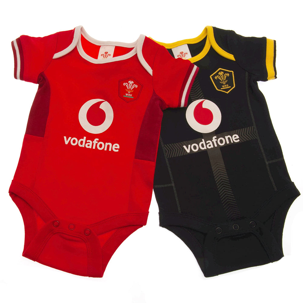 Red-White-Black-Yellow - Front - Wales RU Baby Bodysuit (Pack of 2)