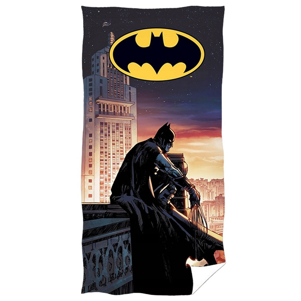 Black - Front - Batman Logo Cotton Beach Towel