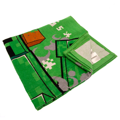 Green - Back - Minecraft Boom Creeper Beach Towel