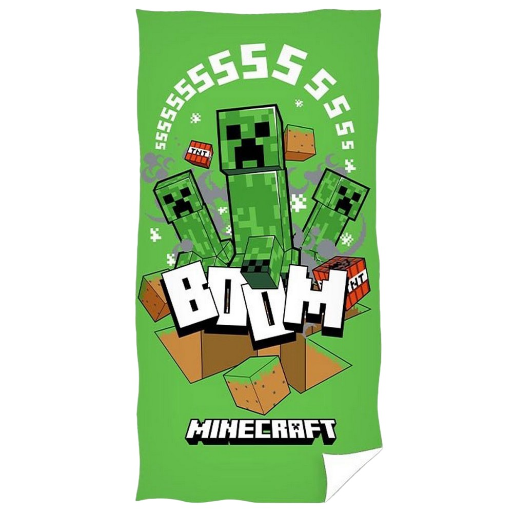 Green - Front - Minecraft Boom Creeper Beach Towel