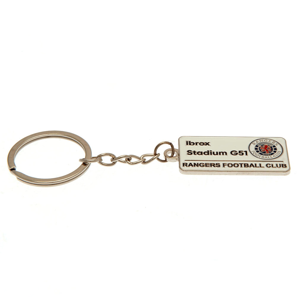 Steel - Back - Rangers FC Street Sign Embossed Keyring