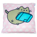 Baby Pink-Blue - Back - Pusheen Polyester Hearts Cushion