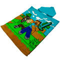 Blue-Green-Brown - Back - Minecraft Childrens-Kids Hooded Towel