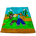 Blue-Green-Brown - Front - Minecraft Childrens-Kids Hooded Towel