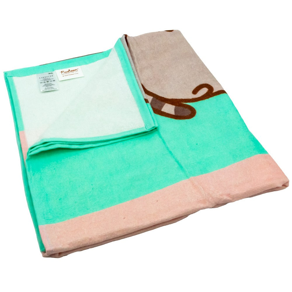 Mint Green-Pink - Back - Pusheen Characters Soft Touch Beach Towel