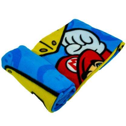 Blue-Multicoloured - Side - Super Mario Fleece Blanket