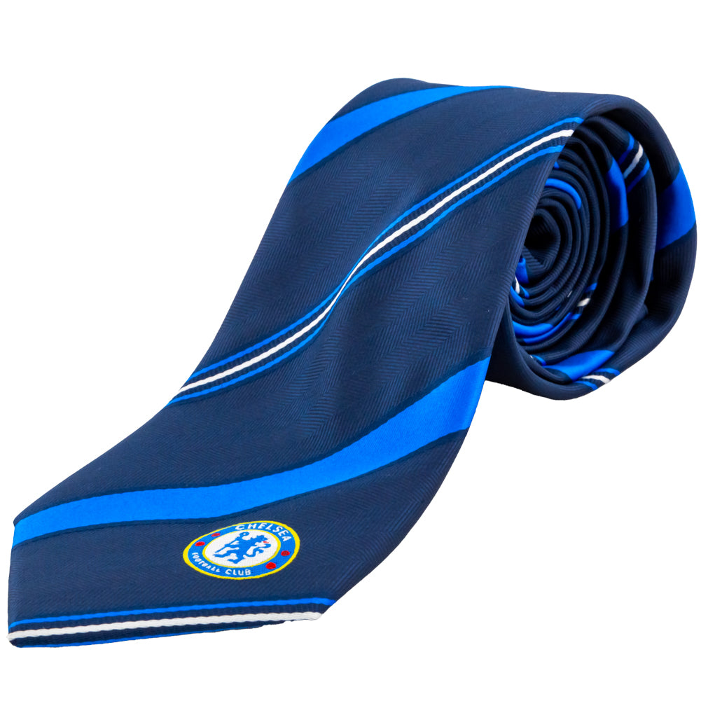 Navy-Royal Blue - Back - Chelsea FC Unisex Adult Stripe Tie
