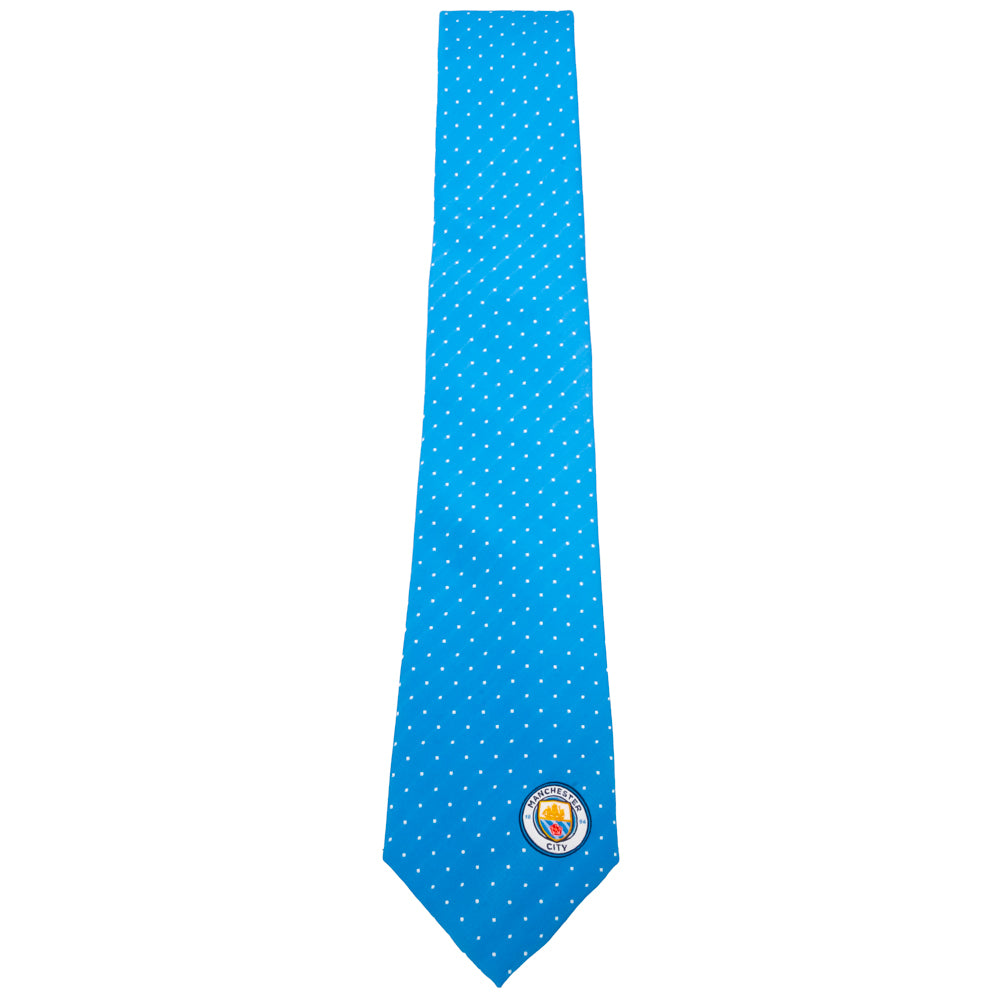 Sky Blue - Side - Manchester City FC Unisex Adult Patterned Tie