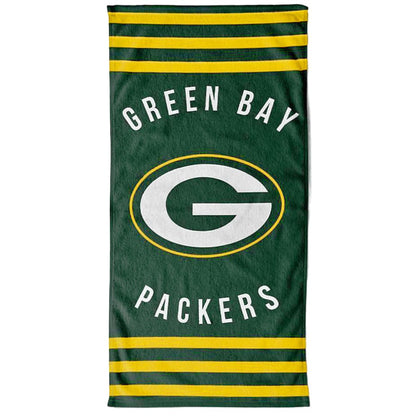 Dark Green-Gold-White - Front - Green Bay Packers Stripe Beach Towel