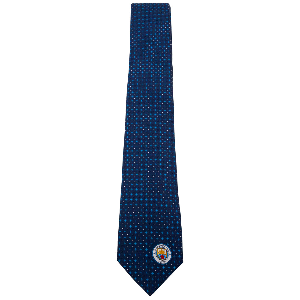 Navy Blue-Sky Blue-White - Back - Manchester City FC Unisex Adult Crest Tie