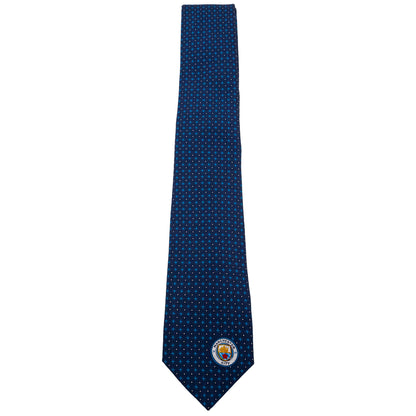 Navy Blue-Sky Blue-White - Back - Manchester City FC Unisex Adult Crest Tie