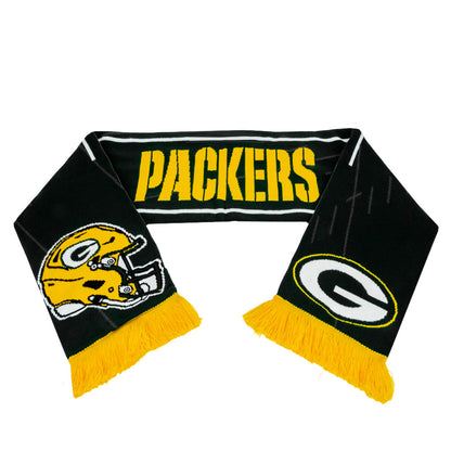 Dark Green-Gold-White - Front - Green Bay Packers Crest Jacquard Winter Scarf