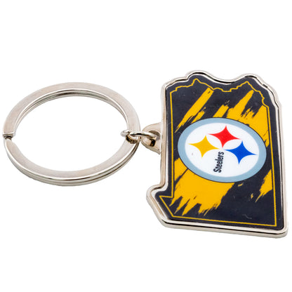 Black-Gold-Silver - Back - Pittsburgh Steelers State Keyring