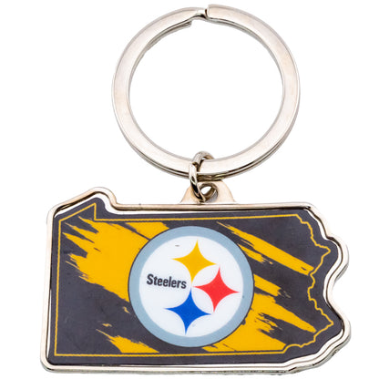 Black-Gold-Silver - Front - Pittsburgh Steelers State Keyring