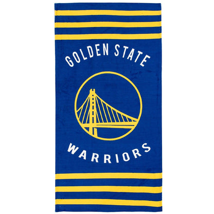 Blue-White-Yellow - Front - Golden State Warriors Stripe Beach Towel
