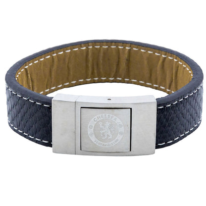 Blue - Front - Chelsea FC Leather Stitched Bracelet