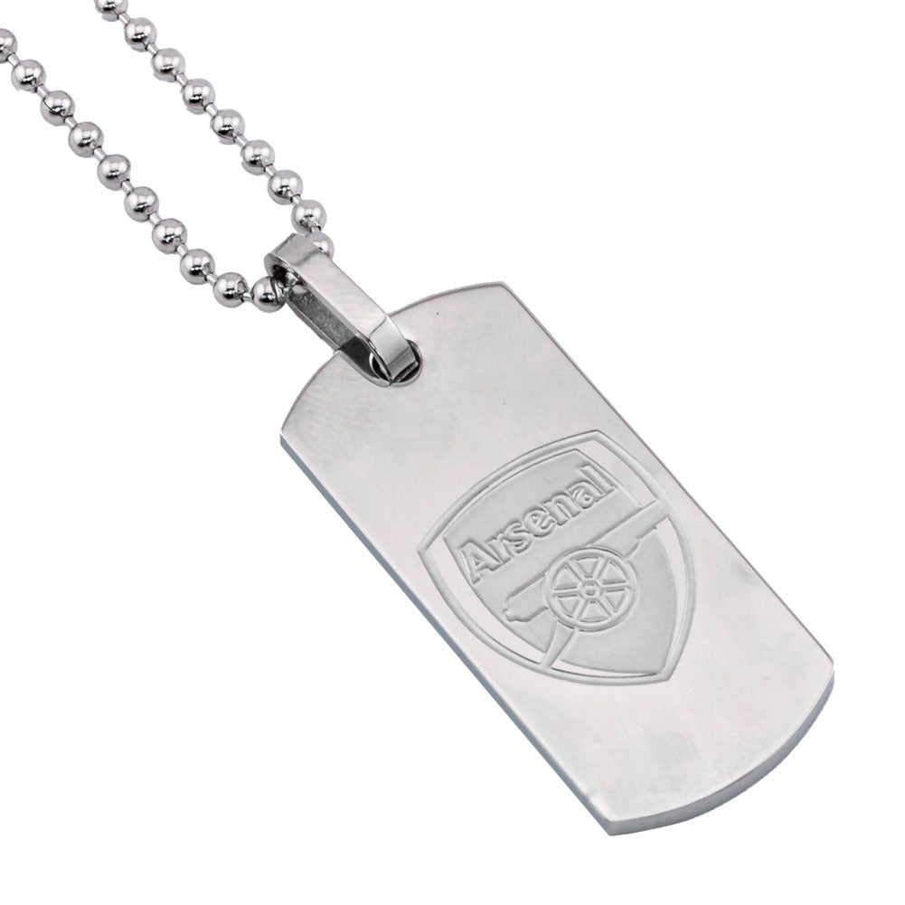 Silver - Back - Arsenal FC Slim Dog Tag And Chain