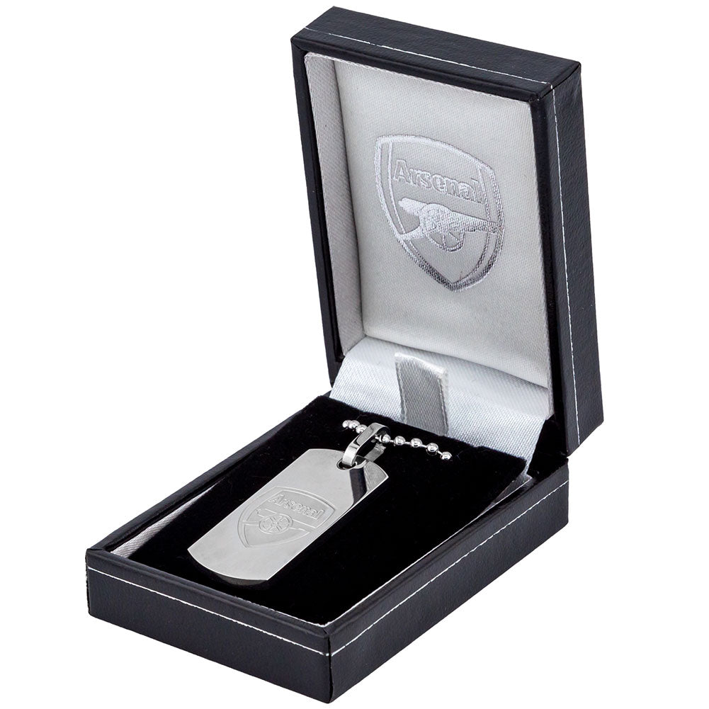 Silver - Side - Arsenal FC Slim Dog Tag And Chain