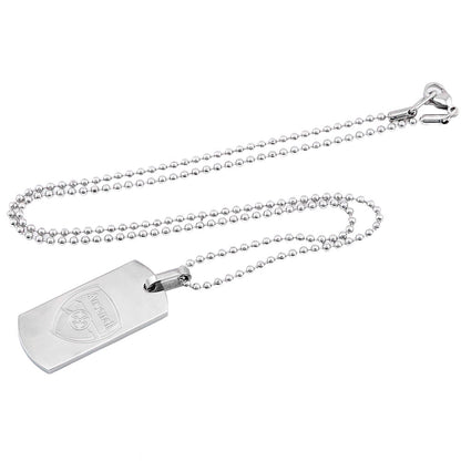 Silver - Front - Arsenal FC Slim Dog Tag And Chain