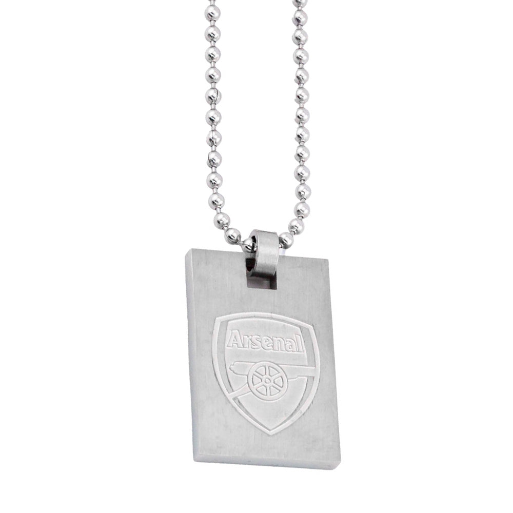 Silver - Back - Arsenal FC Crest Dog Tag And Chain