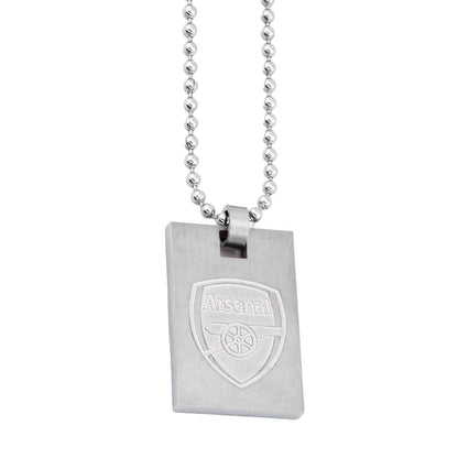 Silver - Back - Arsenal FC Crest Dog Tag And Chain