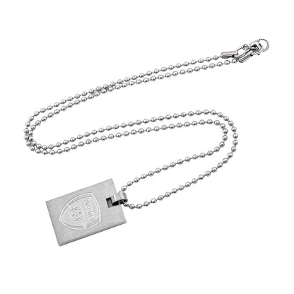 Silver - Front - Arsenal FC Crest Dog Tag And Chain