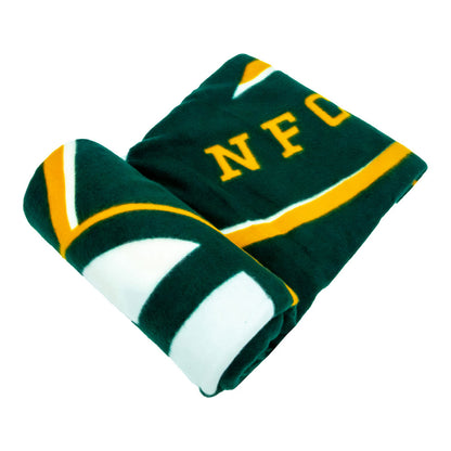Dark Green-Gold-White - Back - Green Bay Packers Fleece Crest Throw