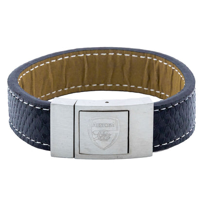 Blue - Back - Arsenal FC Leather Stitched Bracelet