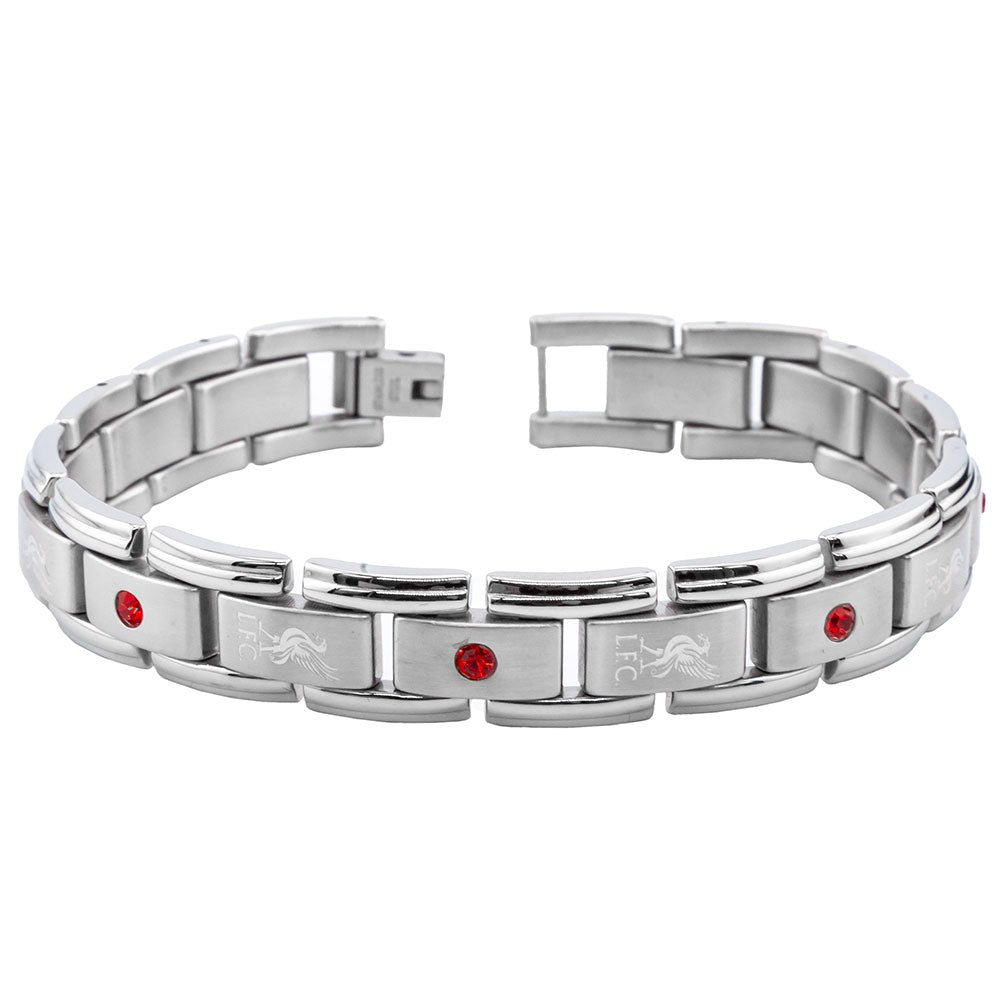Silver-Red - Back - Liverpool FC Faux Gemstone Bracelet