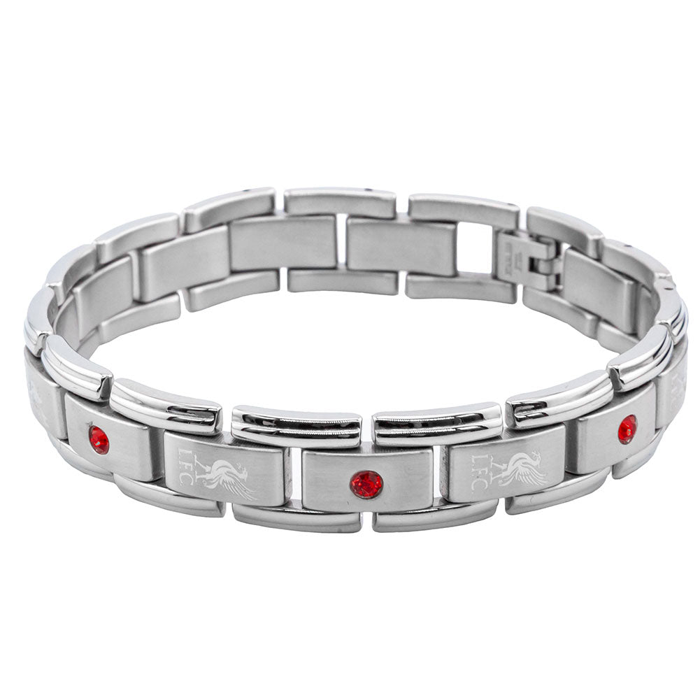 Silver-Red - Front - Liverpool FC Faux Gemstone Bracelet