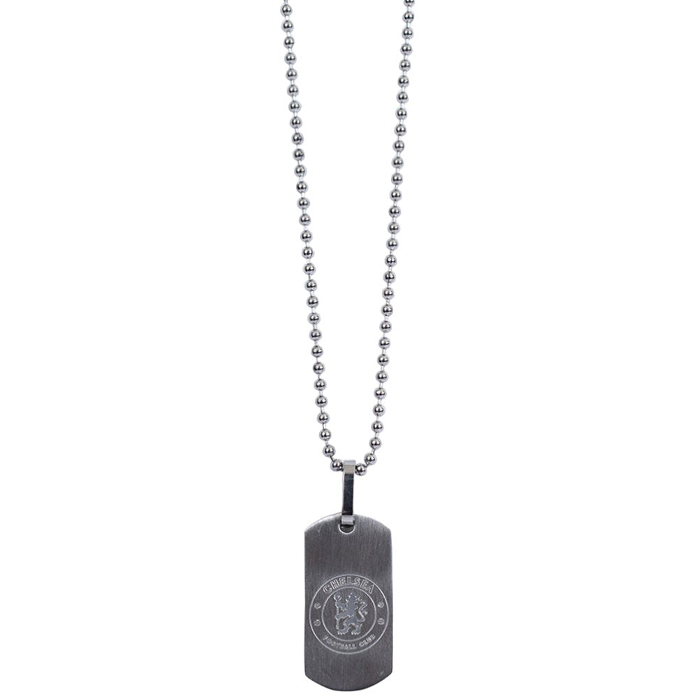 Silver - Front - Chelsea FC Matte Dog Tag And Chain