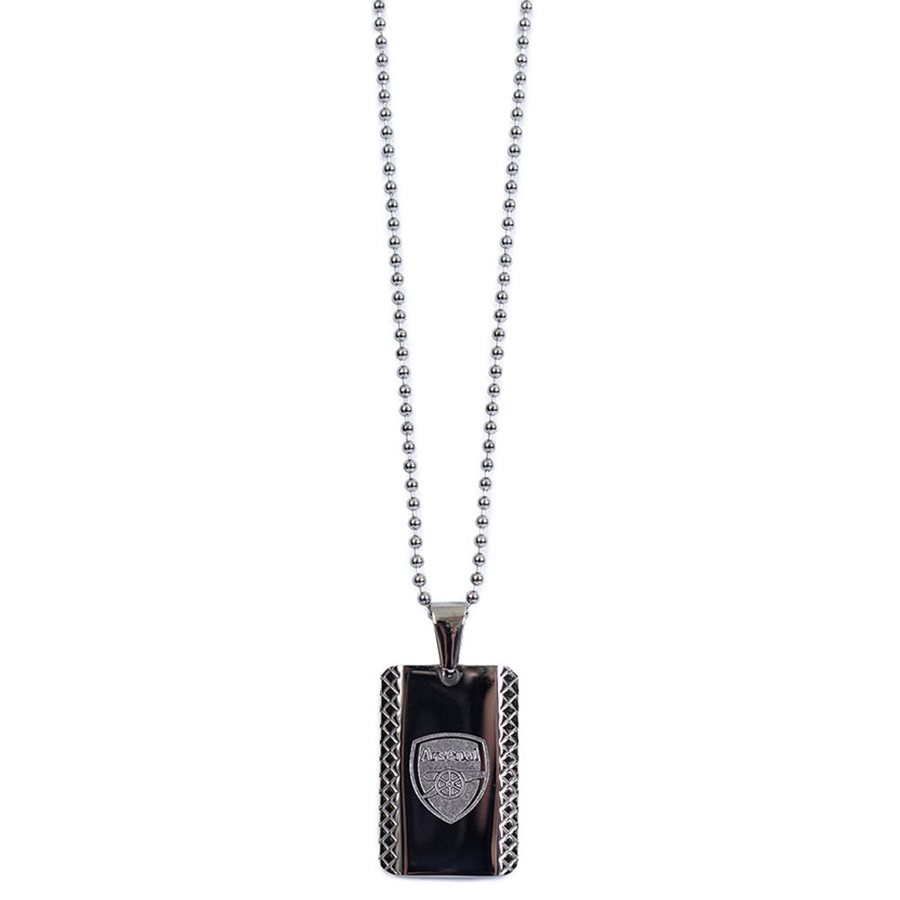 Silver - Back - Arsenal FC Patterned Dog Tag And Chain