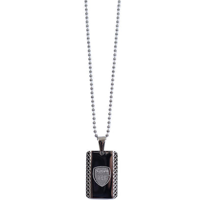 Silver - Back - Arsenal FC Patterned Dog Tag And Chain