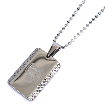 Silver - Front - Arsenal FC Patterned Dog Tag And Chain