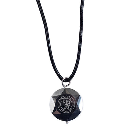 Black-Silver - Front - Chelsea FC Tungsten Leather Cord Necklace & Pendant