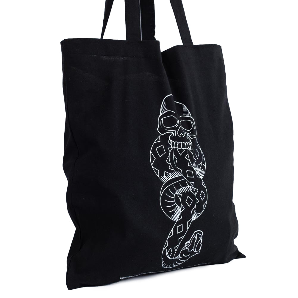 Black-White - Side - Harry Potter Dark Mark Canvas Tote Bag