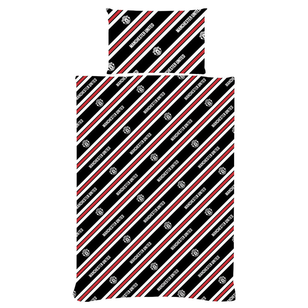 Red-Yellow-Black - Back - Manchester United FC Core Stripe Duvet Cover Set
