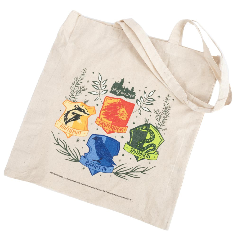 Cream-Multicoloured - Back - Harry Potter Herbology Crests Canvas Tote Bag