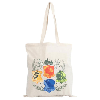 Cream-Multicoloured - Front - Harry Potter Herbology Crests Canvas Tote Bag