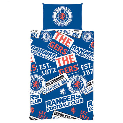 Royal Blue-White-Red - Front - Rangers FC Patch Duvet Set