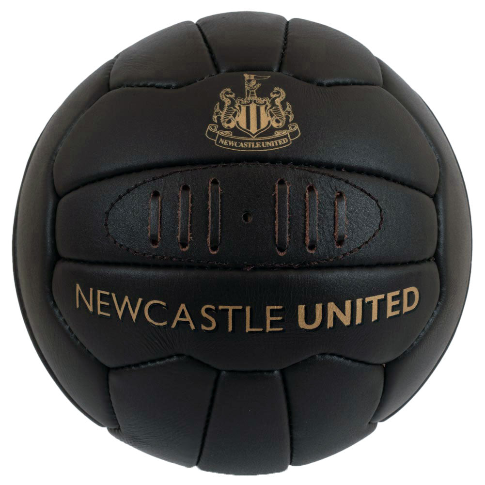 Black-Gold - Front - Newcastle United FC Heritage Retro Leather Football