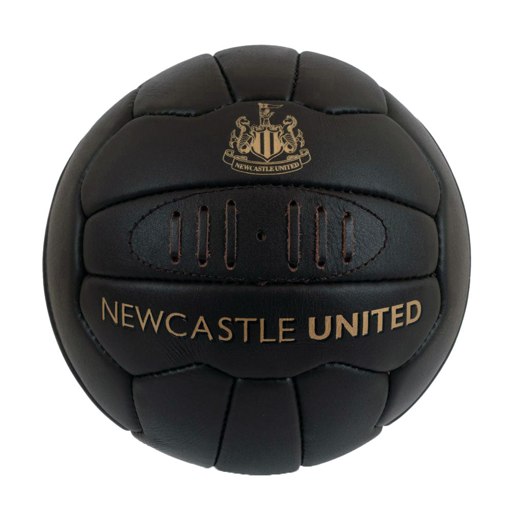 Black-Gold - Front - Newcastle United FC Heritage Retro Leather Mini Football