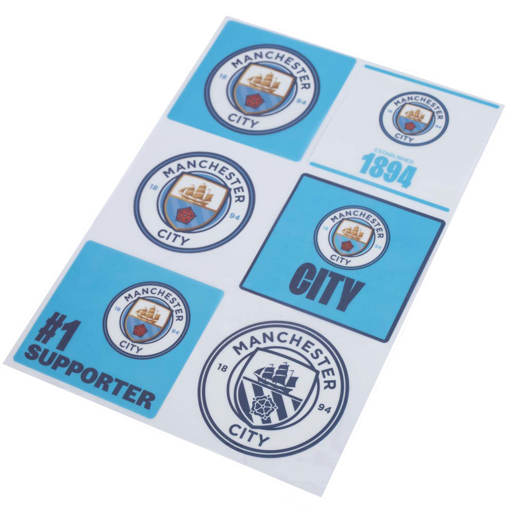Blue-White - Back - Manchester City FC Car Decal Set (Pack of 6)