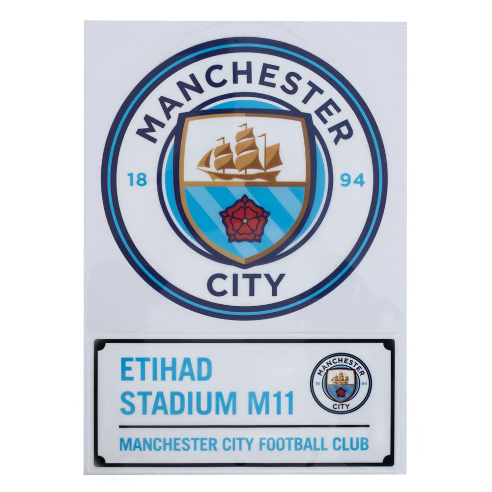 Blue-White - Front - Manchester City FC A4 Car Decal