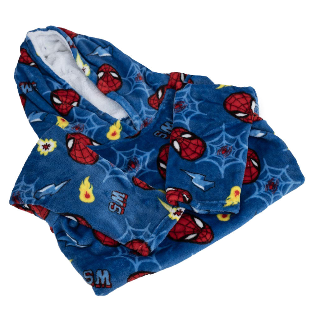Blue-Red - Back - Spider-Man Childrens-Kids Hoodie Blanket