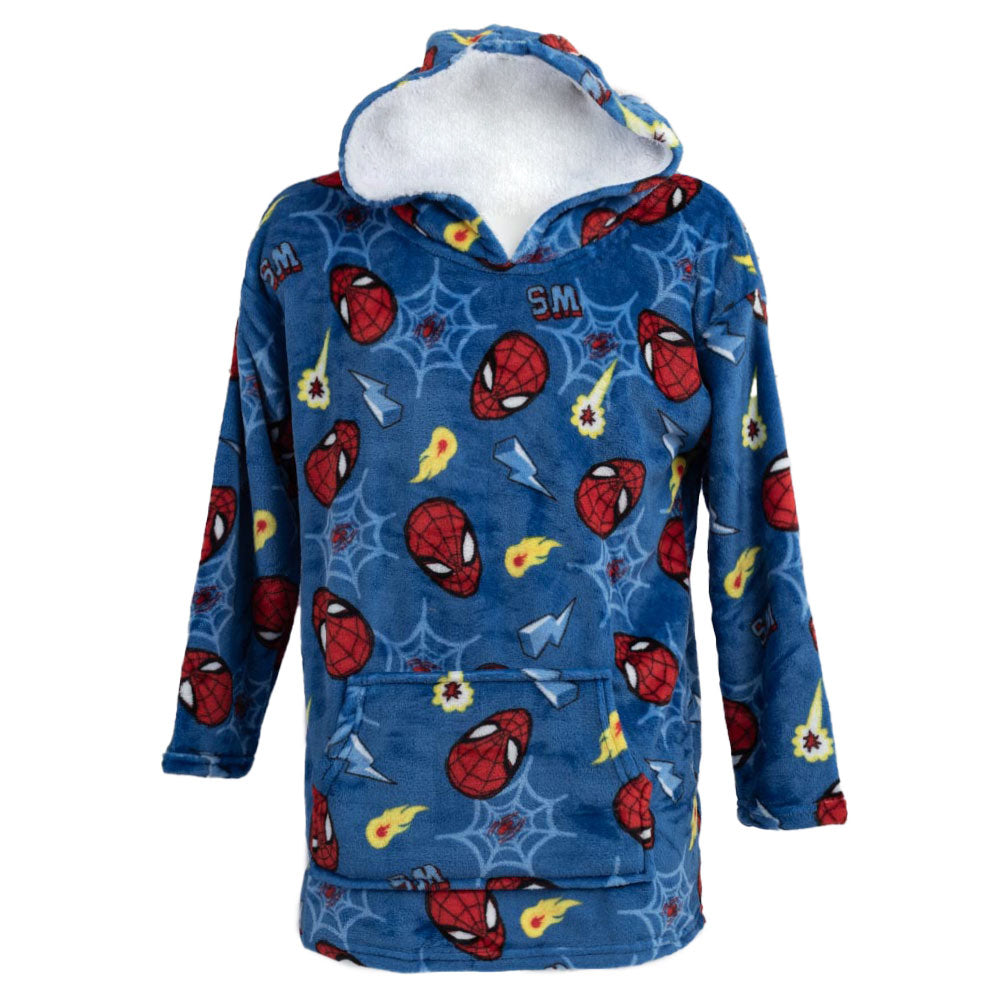 Blue-Red - Front - Spider-Man Childrens-Kids Hoodie Blanket