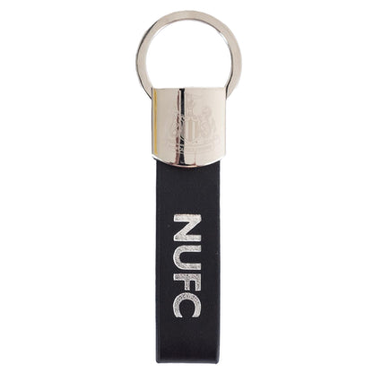 Black-White-Silver - Back - Newcastle United FC Crest Leather Strap Keyring